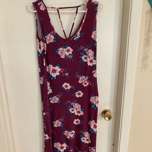 Burgundy flower maxi dress